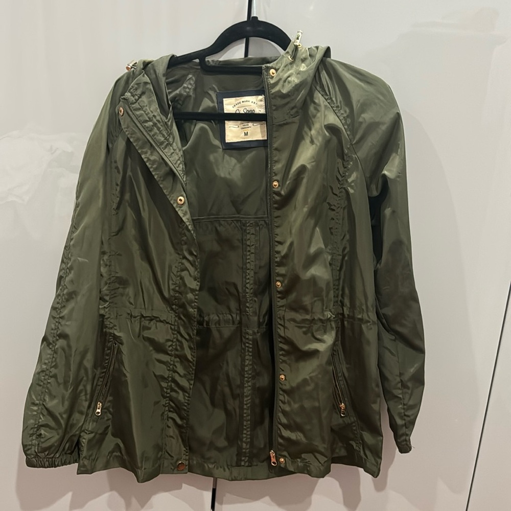 Olive green Hooded Jacket in Size Medium